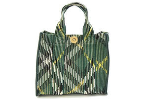 Burberry Handbag Knit Crossbody Tote Check Green Shoulder Canvas Green
